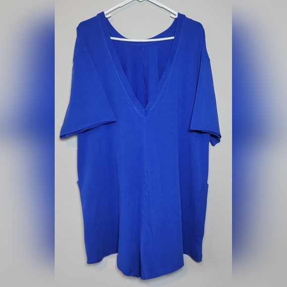 💙 Free People Hotshot One-Piece Romper – Bright Cobalt Blue Size Large NWT - Picture 4 of 6